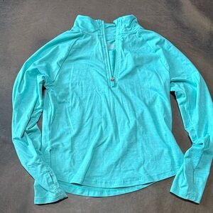 Aqua Quarter-Zip Girls Shirt